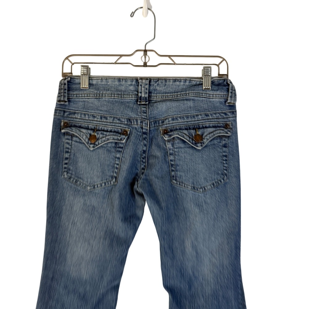 Wet Seal Y2k Jeans Women's Bootcut Distressed Denim Size 7 Short Low Rise